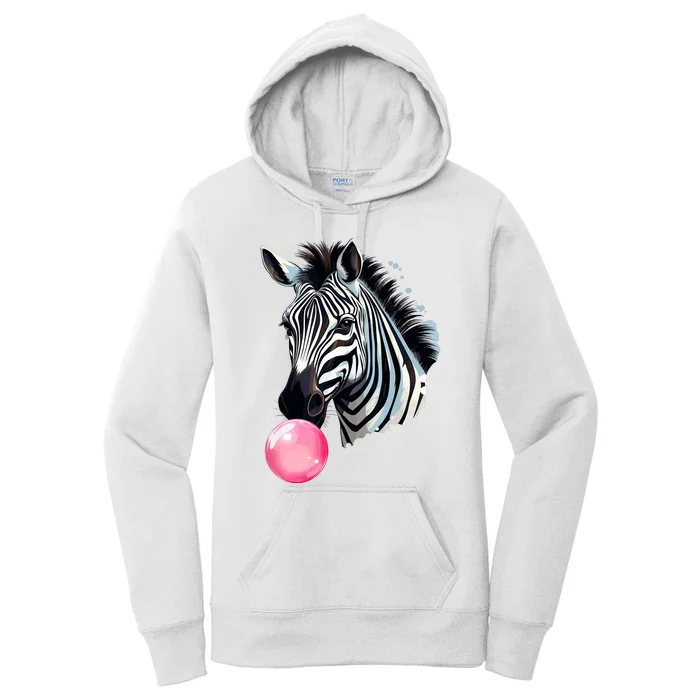 Funny Zebra Bubblegum Women's Pullover Hoodie