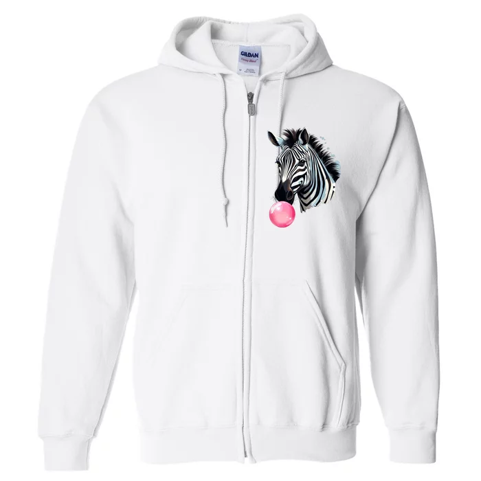 Funny Zebra Bubblegum Full Zip Hoodie