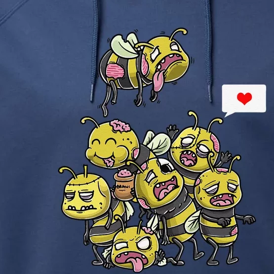 Funny Zombie Bees Spooky Halloween For Beekeeper Performance Fleece Hoodie