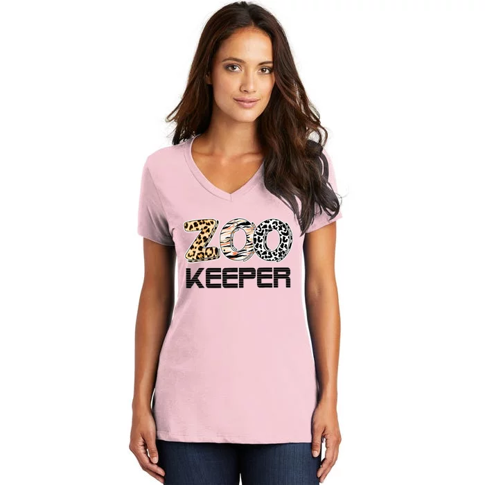 Funny Zookeeper Costume Wild Print African Animals Zebra Fun Women's V-Neck T-Shirt