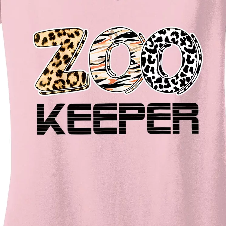 Funny Zookeeper Costume Wild Print African Animals Zebra Fun Women's V-Neck T-Shirt