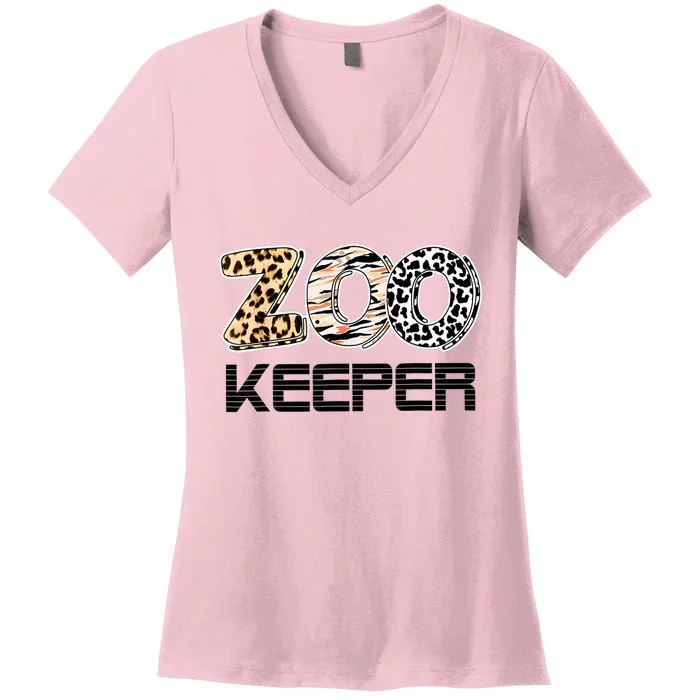 Funny Zookeeper Costume Wild Print African Animals Zebra Fun Women's V-Neck T-Shirt