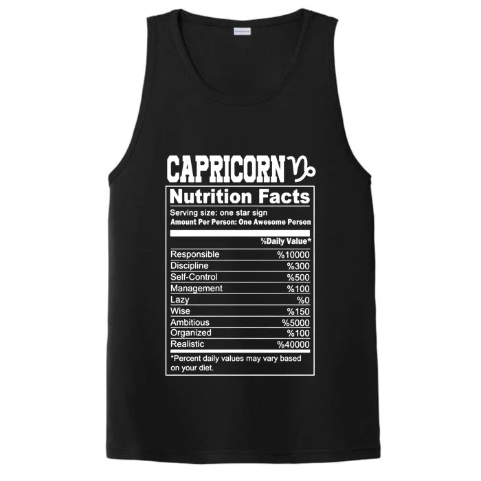 Funny Zodiac Capricorn Nutrition Facts Capricorn Birthday Gift Performance Tank