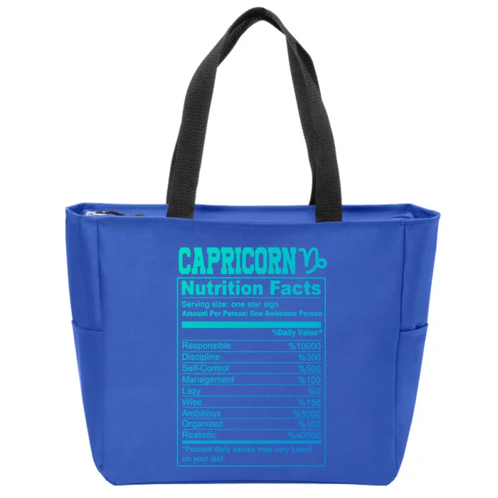 Funny Zodiac Capricorn Nutrition Facts Capricorn Birthday Gift Zip Tote Bag