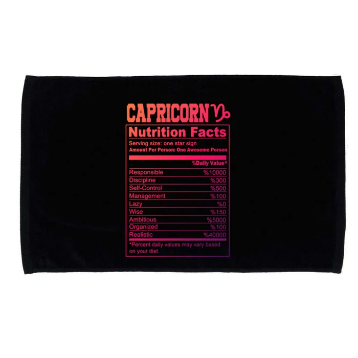 Funny Zodiac Capricorn Nutrition Facts Capricorn Birthday Gift Microfiber Hand Towel