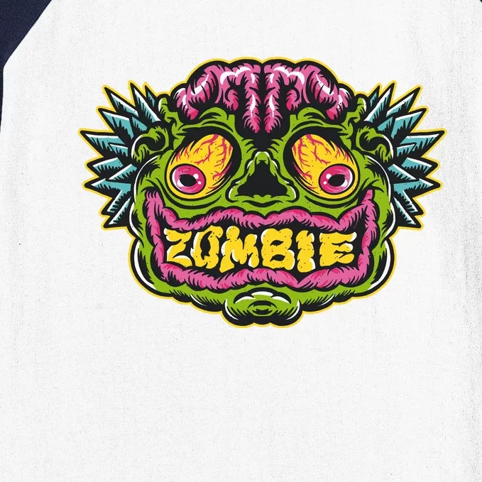 Funny Zombie Face Halloween Baseball Sleeve Shirt