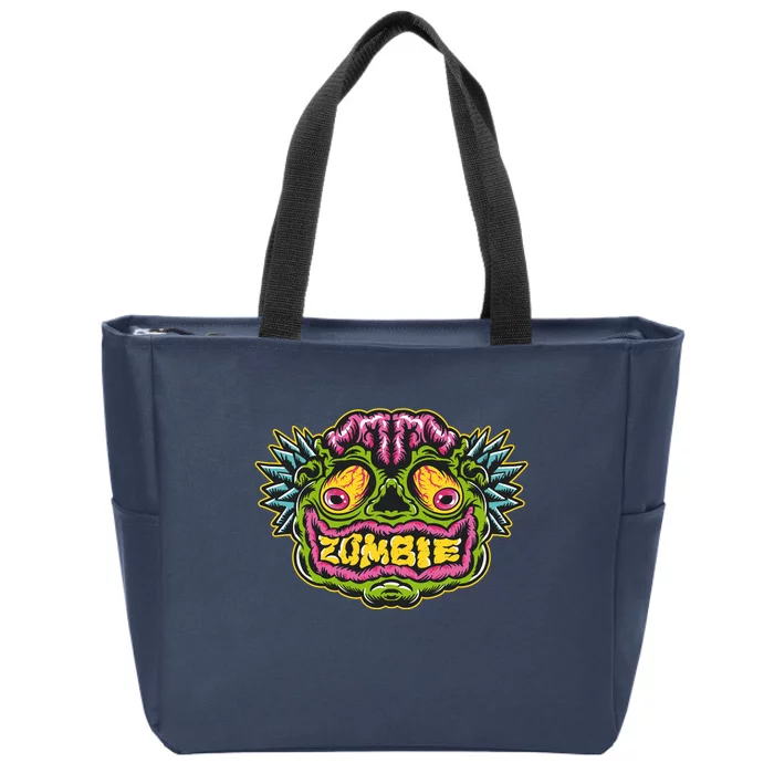 Funny Zombie Face Halloween Zip Tote Bag