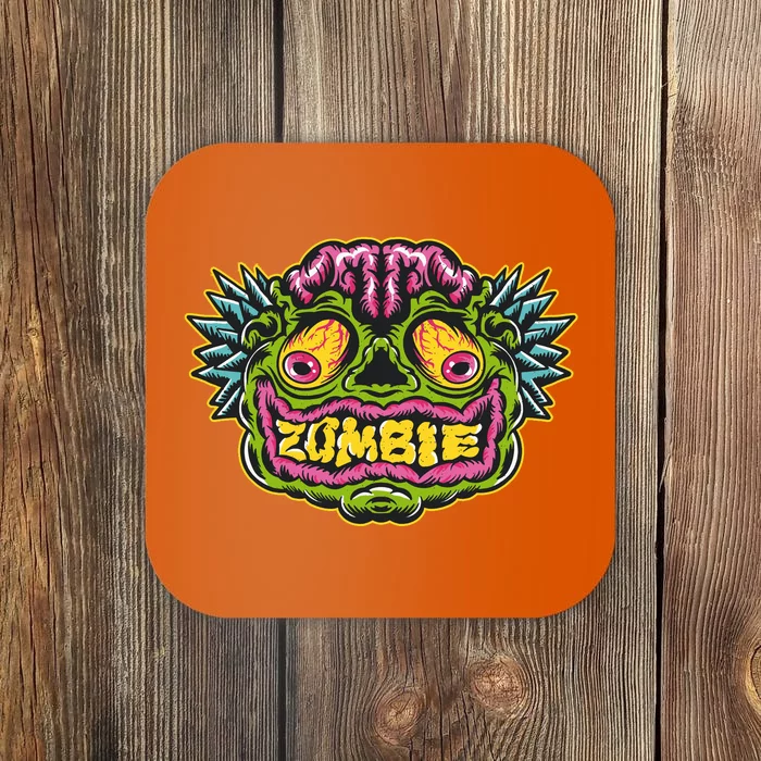 Funny Zombie Face Halloween Coaster