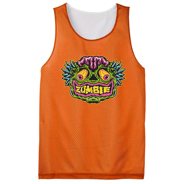 Funny Zombie Face Halloween Mesh Reversible Basketball Jersey Tank