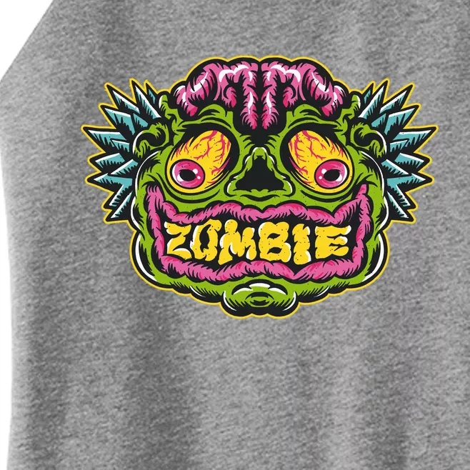 Funny Zombie Face Halloween Women’s Perfect Tri Rocker Tank