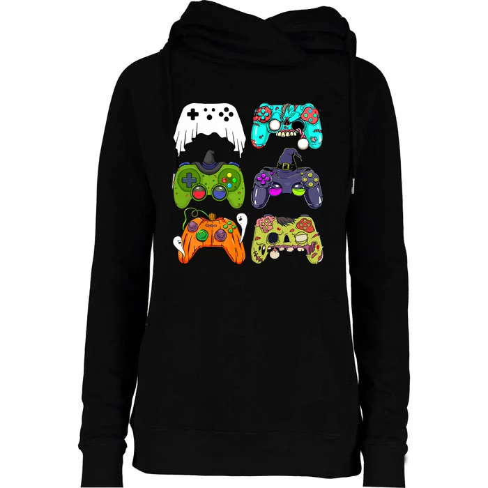 Funny Zombie Gaming Controllers Halloween For Gamer Boy Gift Womens Funnel Neck Pullover Hood