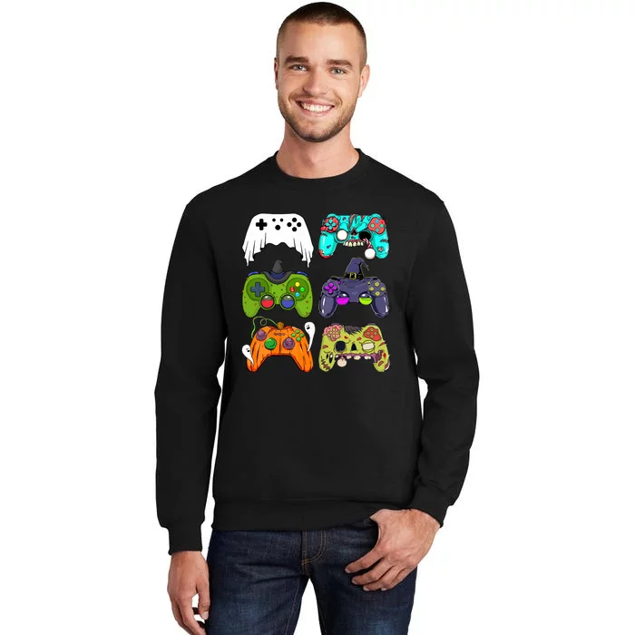 Funny Zombie Gaming Controllers Halloween For Gamer Boy Gift Tall Sweatshirt