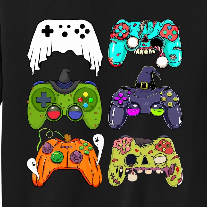 Funny Zombie Gaming Controllers Halloween For Gamer Boy Gift Tall Sweatshirt