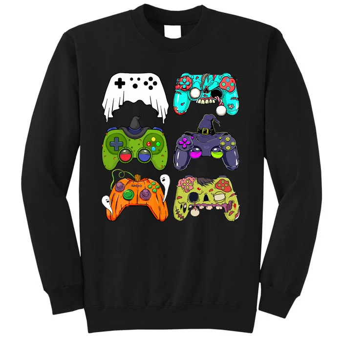 Funny Zombie Gaming Controllers Halloween For Gamer Boy Gift Tall Sweatshirt