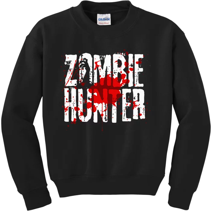 Funny Zombie Hunter Design For Halloween Hunting Kids Sweatshirt