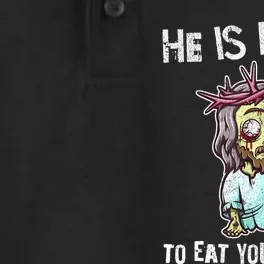 Funny Zombie Jesus He Is Risen Easter Rizzin Eat Your Brains Dry Zone Grid Performance Polo