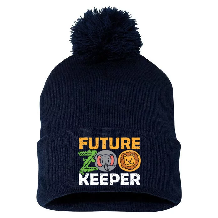 Future Zoo Keeper Safari Trip Visit Adventure Wildlife Kids Pom Pom 12in Knit Beanie