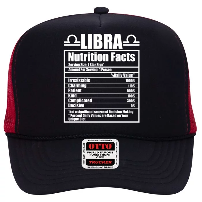 Funny Zodiac Libra Nutrition Facts Cool Gift High Crown Mesh Trucker Hat