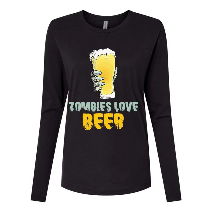 Funny Zombie Love Beer Halloween Costume Womens Cotton Relaxed Long Sleeve T-Shirt