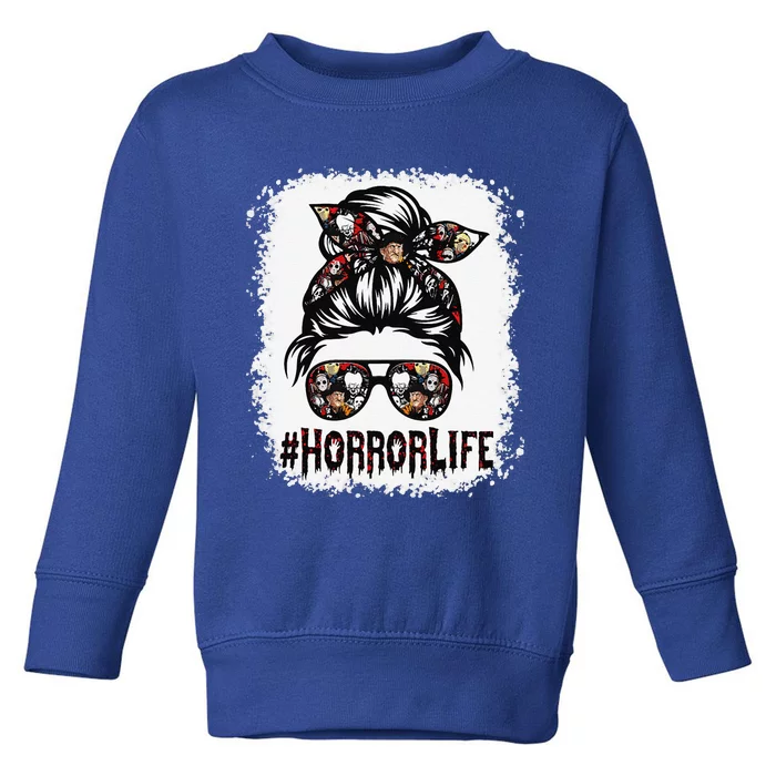 Funny ZPlp Messy Bun Horror Life Horror Movie Horror Mom Halloween Toddler Sweatshirt