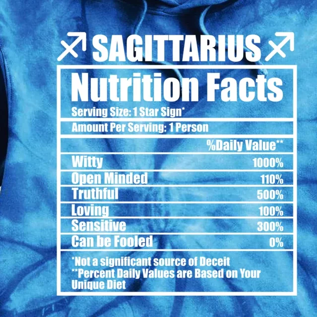 Funny Zodiac Sagittarius Nutrition Facts Funny Gift Tie Dye Hoodie