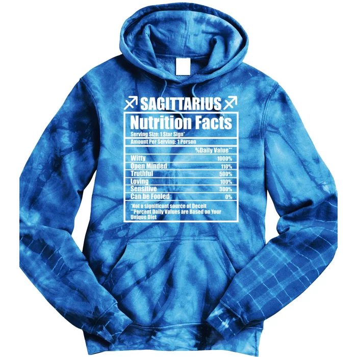 Funny Zodiac Sagittarius Nutrition Facts Funny Gift Tie Dye Hoodie