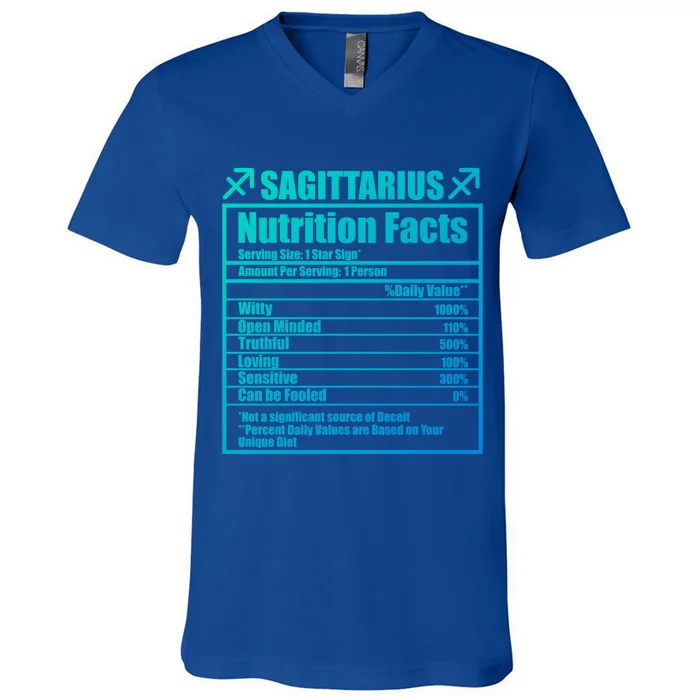 Funny Zodiac Sagittarius Nutrition Facts Funny Gift V-Neck T-Shirt