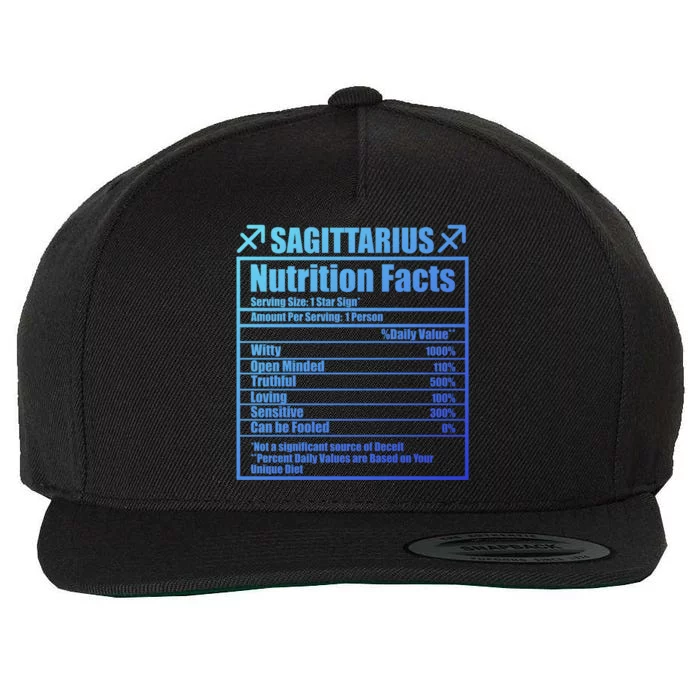 Funny Zodiac Sagittarius Nutrition Facts Funny Gift Wool Snapback Cap