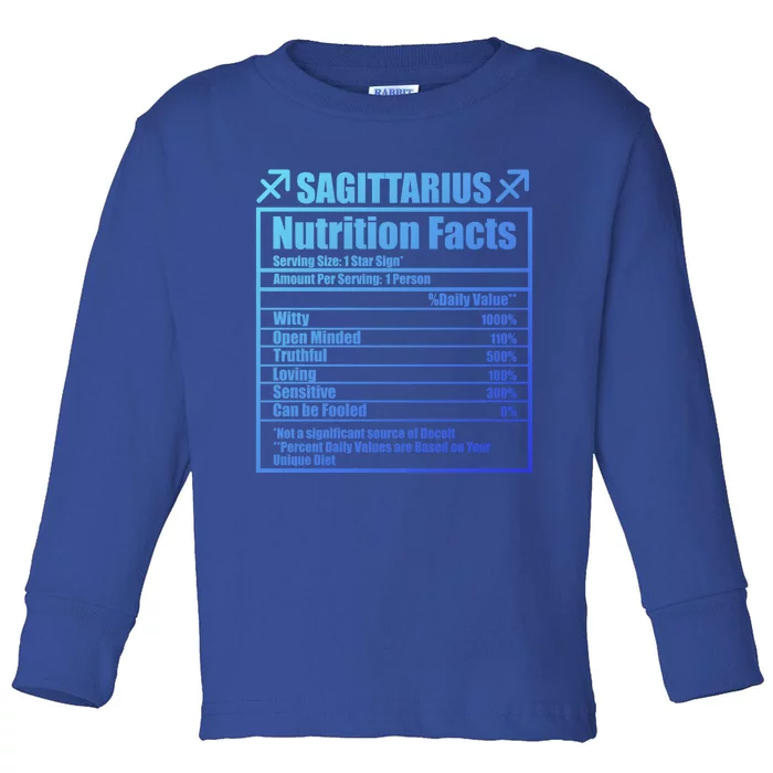 Funny Zodiac Sagittarius Nutrition Facts Funny Gift Toddler Long Sleeve Shirt