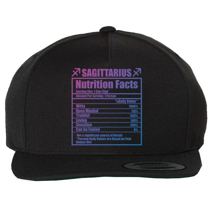 Funny Zodiac Sagittarius Nutrition Facts Funny Gift Wool Snapback Cap