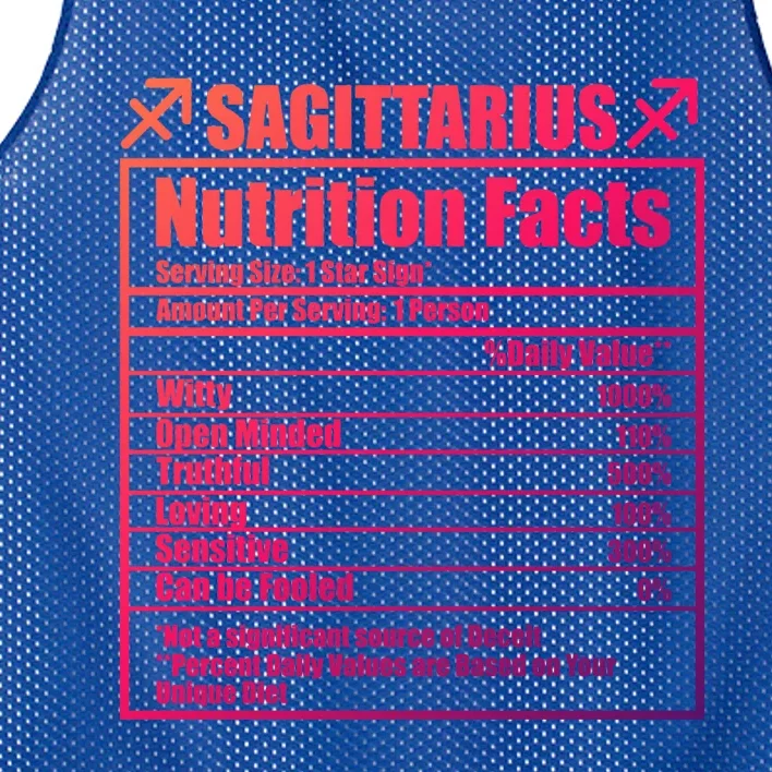 Funny Zodiac Sagittarius Nutrition Facts Funny Gift Mesh Reversible Basketball Jersey Tank