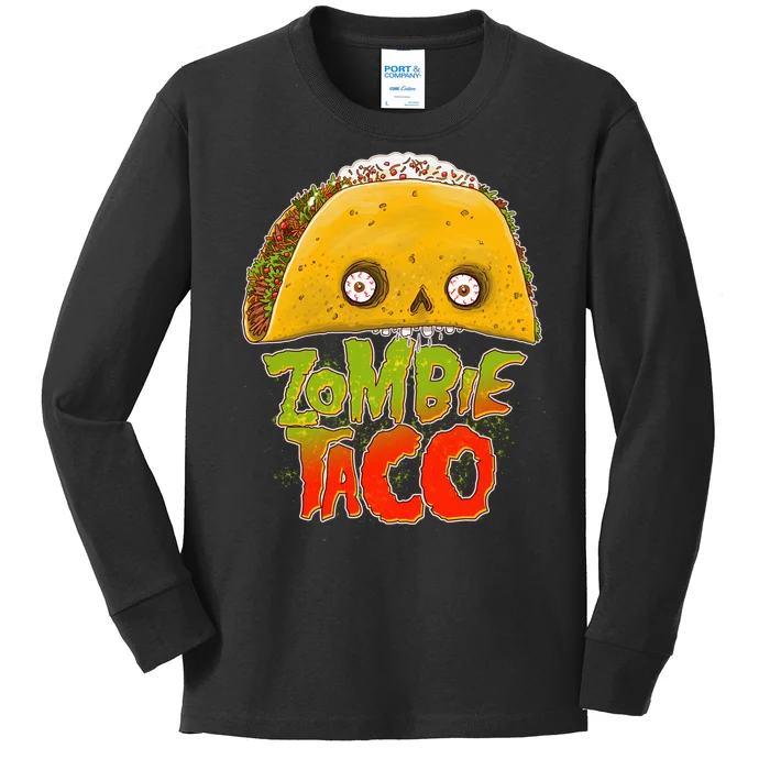 Funny Zombie Taco Kids Long Sleeve Shirt