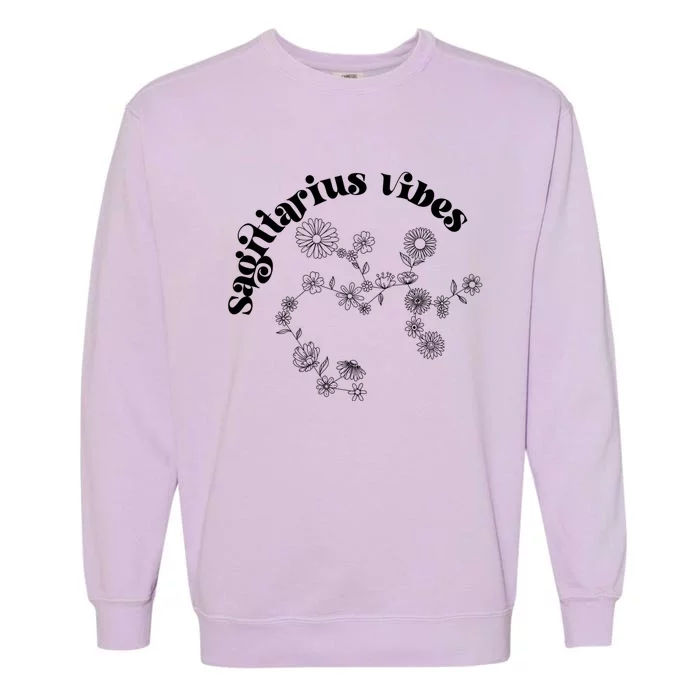 Flower Zodiac Wildflower Sagittarius Vibes Meaningful Gift Garment-Dyed Sweatshirt