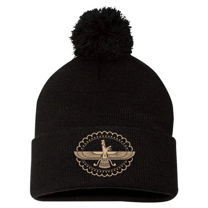 Faravahar Zoroastrism Zarathustra Symbol Philosopher Pom Pom 12in Knit Beanie