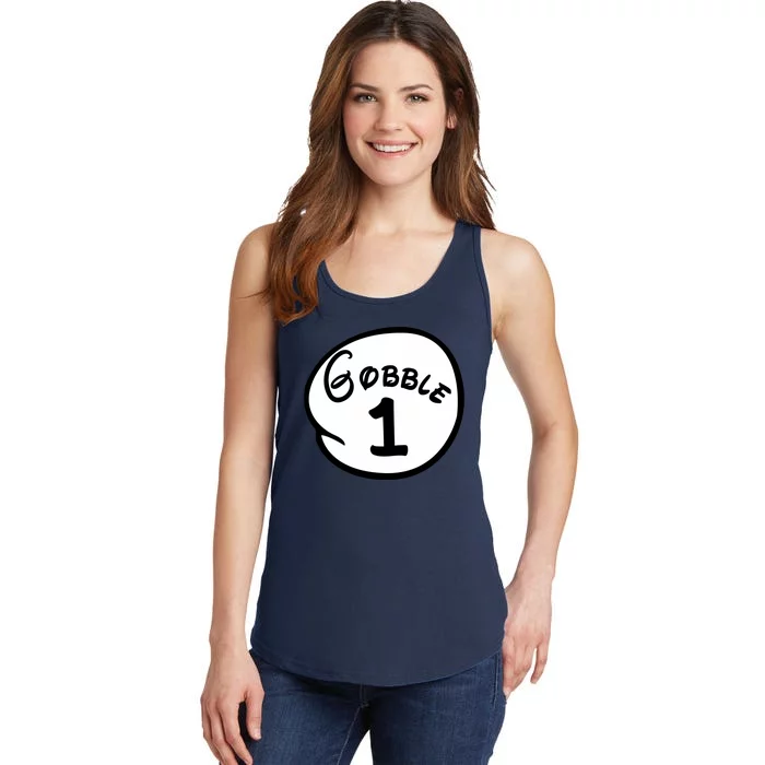 Gobble 1 2 3 Funny Thanksgiving Matching Ladies Essential Tank