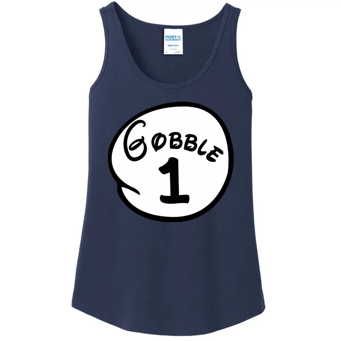 Gobble 1 2 3 Funny Thanksgiving Matching Ladies Essential Tank