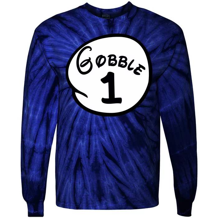 Gobble 1 2 3 Funny Thanksgiving Matching Tie-Dye Long Sleeve Shirt