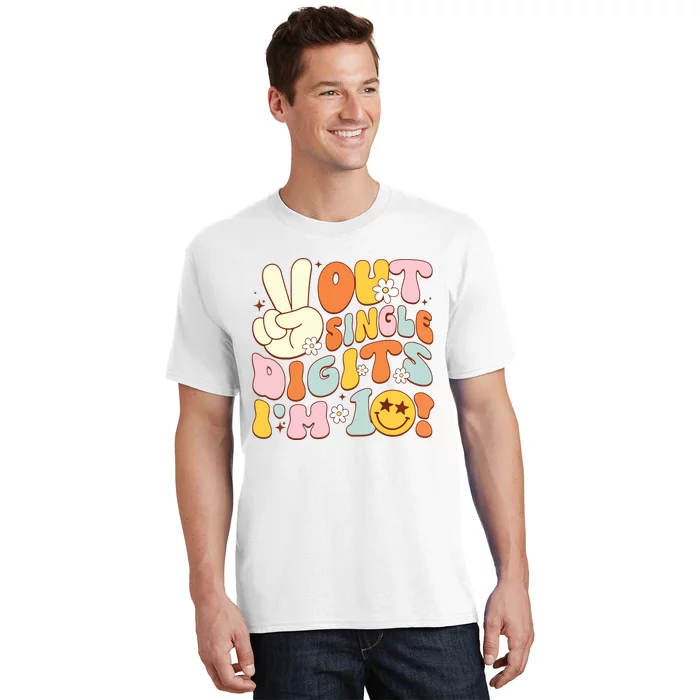 Groovy 10th Birthday Girl Peace Out Single Digits IM 10 T-Shirt