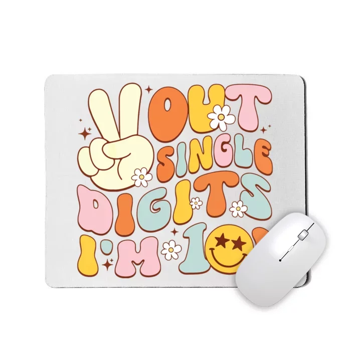 Groovy 10th Birthday Girl Peace Out Single Digits IM 10 Mousepad