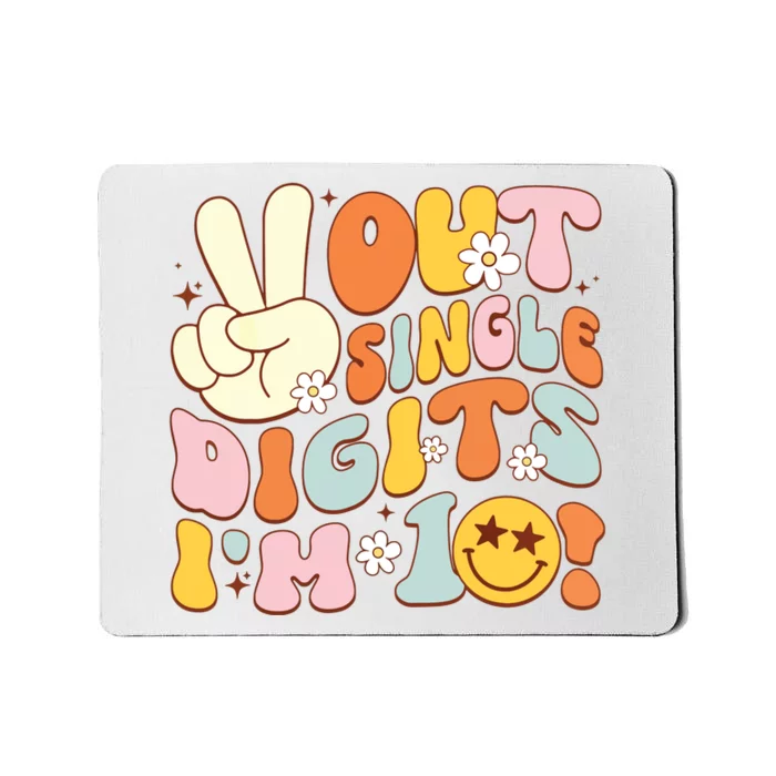 Groovy 10th Birthday Girl Peace Out Single Digits IM 10 Mousepad