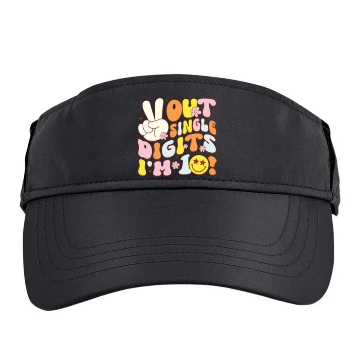 Groovy 10th Birthday Girl Peace Out Single Digits Im 10 Adult Drive Performance Visor