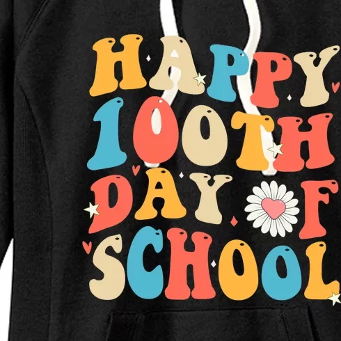 Groovy 100th Day Of School Teachers Happy 100 Days Women's Fleece Hoodie