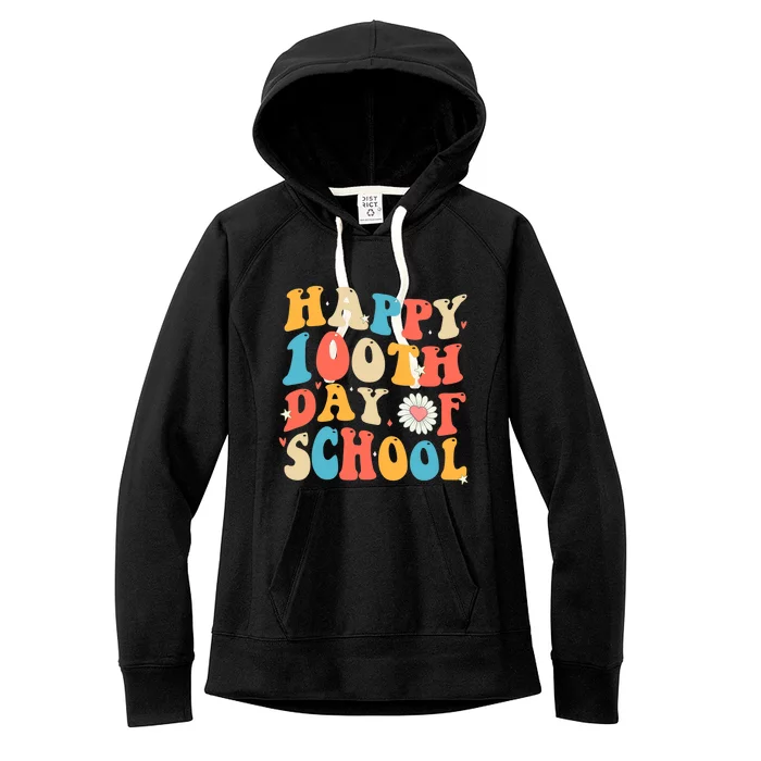 Groovy 100th Day Of School Teachers Happy 100 Days Women's Fleece Hoodie