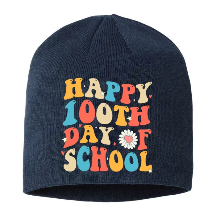 Groovy 100th Day Of School Teachers Happy 100 Days 8 1/2in Sustainable Knit Beanie