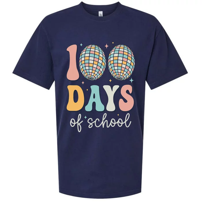 Groovy 100 Days Of School Retro Disco 100th Day Teacher Sueded Cloud Jersey T-Shirt