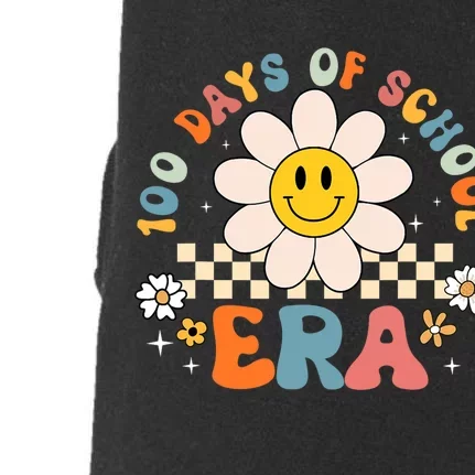 Groovy 100 Days Of School Era Flower 100th Day Teachers Doggie 3-End Fleece Hoodie