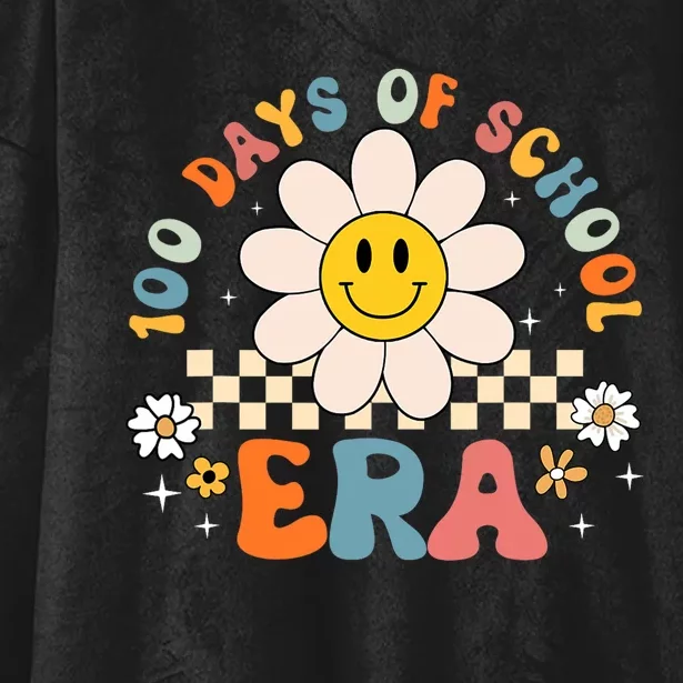 Groovy 100 Days Of School Era Flower 100th Day Teachers Hooded Wearable Blanket