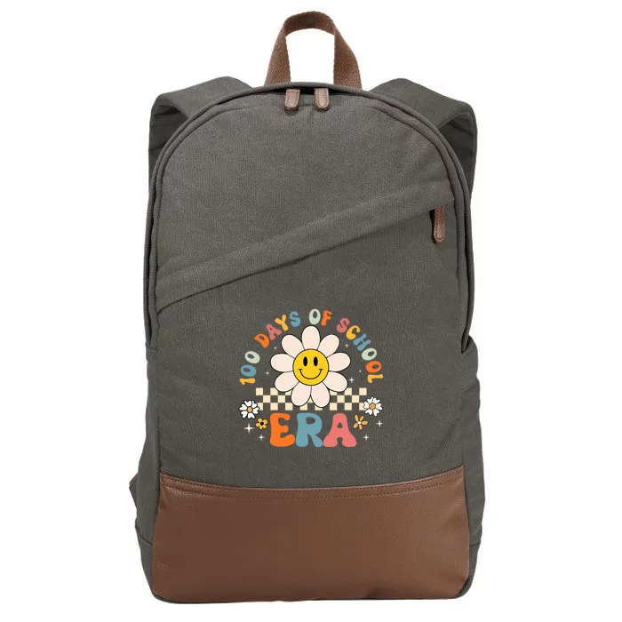 Groovy 100 Days Of School Era Flower 100th Day Teachers Cotton Canvas Backpack