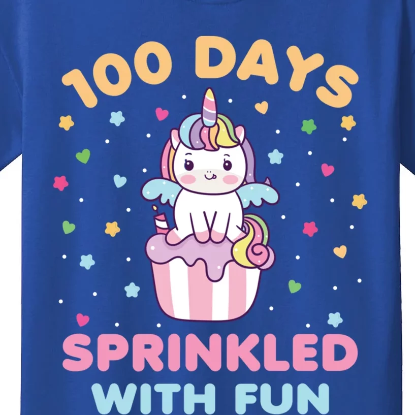 Girls 100 Days Of School Sprinkled With Fun Unicorn Cupcake Gift Kids T-Shirt