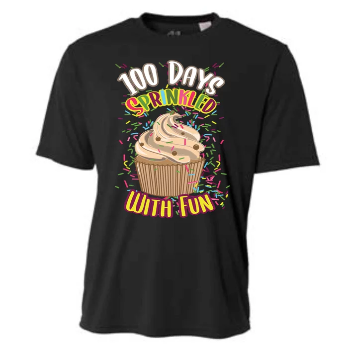 Girls 100 Days Sprinkled With Fun Cupcake 100th School Day Great Gift Cooling Performance Crew T-Shirt